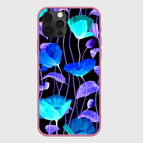 Чехол iPhone 12 Pro Авангардный цветочный паттерн Fashion trend / 3D-Малиновый – фото 1