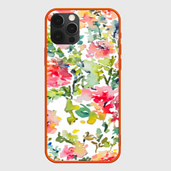 Чехол для iPhone 12 Pro Floral pattern Watercolour Summer, цвет: 3D-красный