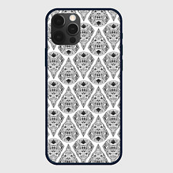 Чехол iPhone 12 Pro Черно-белый геометрический узор Арт деко