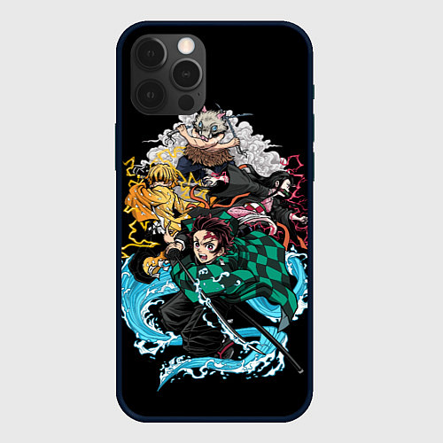 Чехол iPhone 12 Pro КЛИНОК,РАССЕКАЮЩИЙ ДЕМОНОВ Kimetsu no Yaiba / 3D-Черный – фото 1