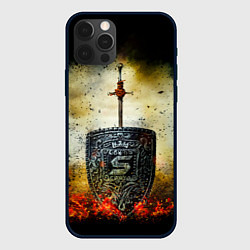 Чехол для iPhone 12 Pro Skillet щит и меч, цвет: 3D-черный