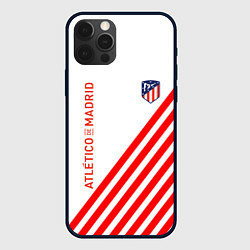 Чехол для iPhone 12 Pro Atletico madrid красные полосы, цвет: 3D-черный