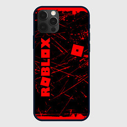 Чехол для iPhone 12 Pro ROBLOX красный логотип, цвет: 3D-черный