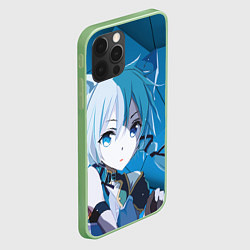 Чехол для iPhone 12 Pro Catgirl с синими ушками, цвет: 3D-салатовый — фото 2