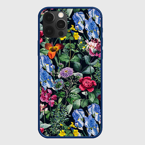 Чехол iPhone 12 Pro Цветы Старый Сад / 3D-Тёмно-синий – фото 1