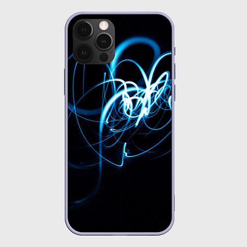 Чехол iPhone 12 Pro Неоновый узор - Голубой / 3D-Светло-сиреневый – фото 1