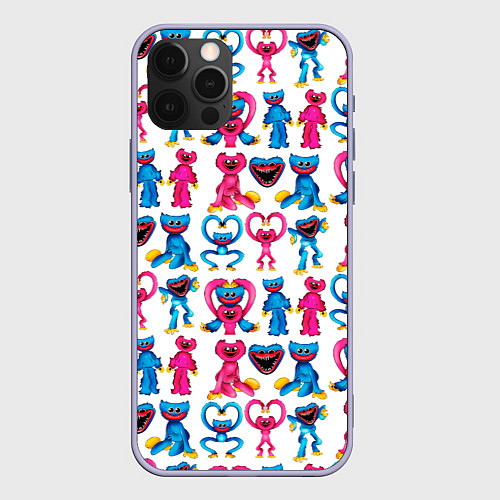 Чехол iPhone 12 Pro POPPY PLAYTIME HAGGY WAGGY AND KISSY MISSY PATTERN / 3D-Светло-сиреневый – фото 1