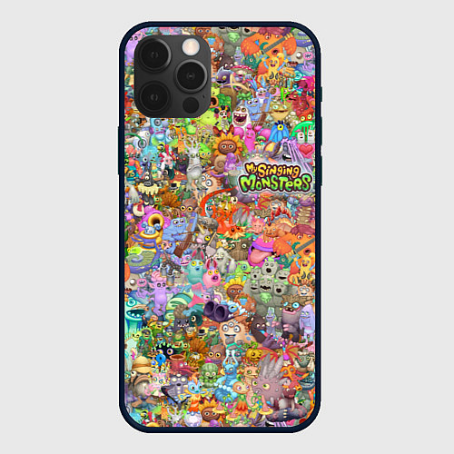 Чехол iPhone 12 Pro MY SINGING MONSTERS Все персонажи / 3D-Черный – фото 1