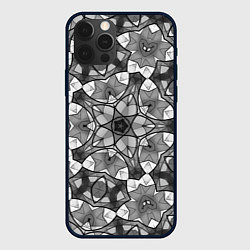 Чехол iPhone 12 Pro Черно-белый геометрический мозаичный узор