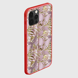 Чехол для iPhone 12 Pro Золотистые бабочки, цвет: 3D-красный — фото 2