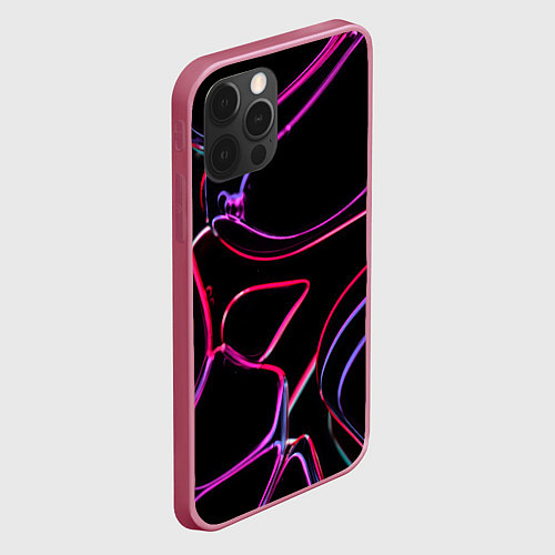 Чехол iPhone 12 Pro Неоновые линзы во тьме - Розовый / 3D-Малиновый – фото 2