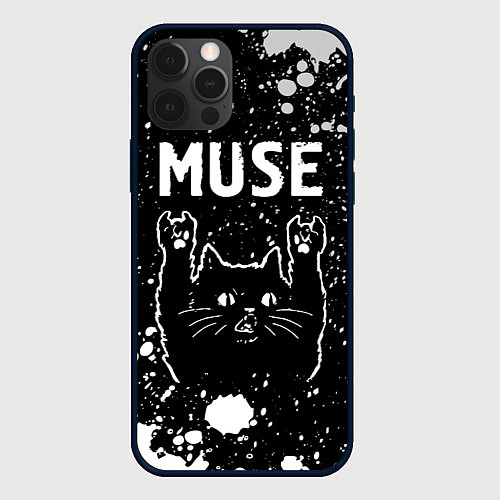 Чехол iPhone 12 Pro Группа Muse и Рок Кот / 3D-Черный – фото 1