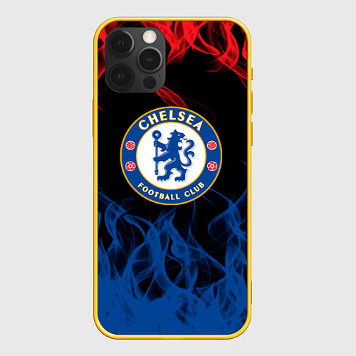 Чехол iPhone 12 Pro Челси chelsea пламя / 3D-Желтый – фото 1