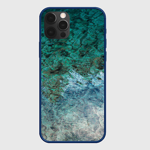 Чехол iPhone 12 Pro Морской берег / 3D-Тёмно-синий – фото 1