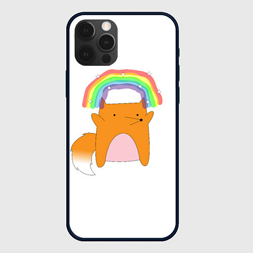 Чехол iPhone 12 Pro Rainbow Fox / 3D-Черный – фото 1