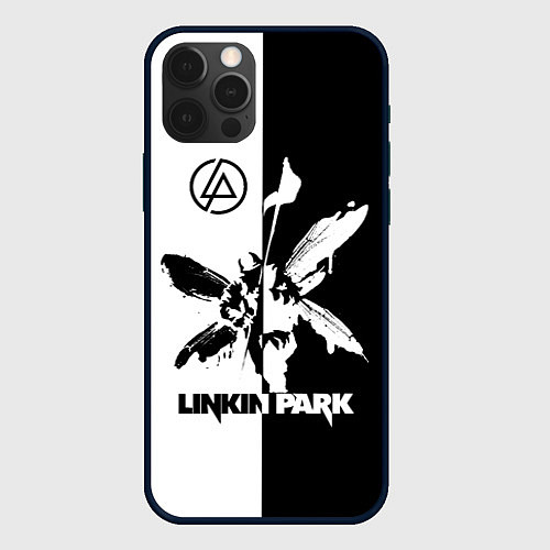 Чехол iPhone 12 Pro Linkin Park логотип черно-белый / 3D-Черный – фото 1