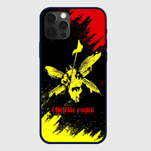 Чехол iPhone 12 Pro Linkin Park желто-красный / 3D-Черный – фото 1