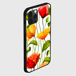 Чехол для iPhone 12 Pro Волнообразный узор из цветков мака Лето, цвет: 3D-черный — фото 2