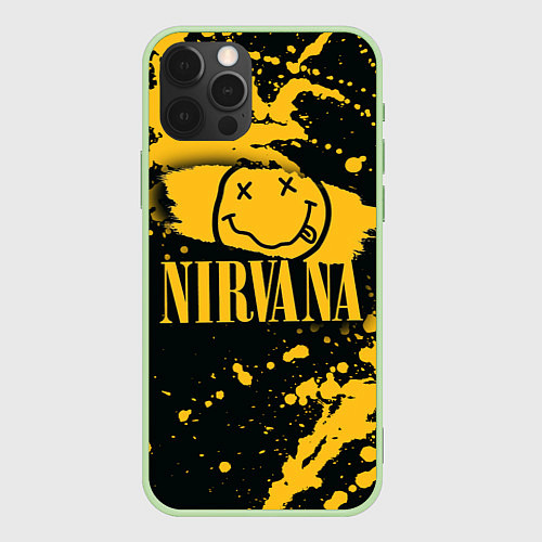 Чехол iPhone 12 Pro NIRVANA логотип и краска / 3D-Салатовый – фото 1