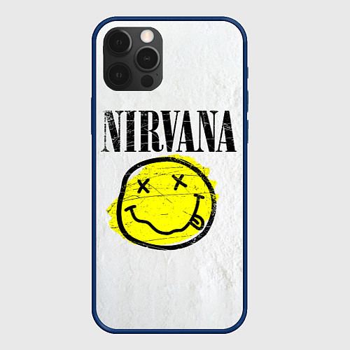 Чехол iPhone 12 Pro Nirvana логотип гранж / 3D-Тёмно-синий – фото 1