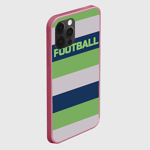 Чехол iPhone 12 Pro Цветные полосы текст футбол Text football colored / 3D-Малиновый – фото 2