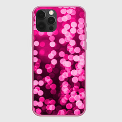 Чехол для iPhone 12 Pro Розовые блестки, цвет: 3D-малиновый