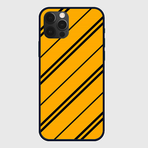 Чехол iPhone 12 Pro Полосы желтые черные / 3D-Черный – фото 1