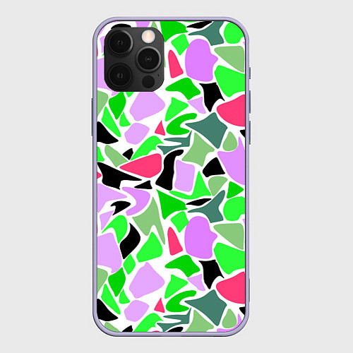 Чехол iPhone 12 Pro Abstract pattern green pink spots / 3D-Светло-сиреневый – фото 1