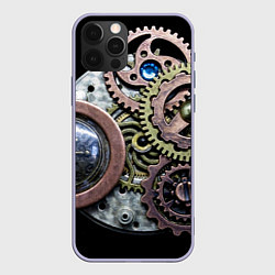 Чехол для iPhone 12 Pro Mechanism of gears in Steampunk style, цвет: 3D-светло-сиреневый