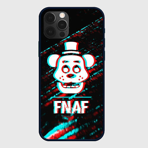 Чехол iPhone 12 Pro FNAF в стиле Glitch Баги Графики на темном фоне / 3D-Черный – фото 1