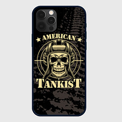 Чехол для iPhone 12 Pro American tankist Skull in the headset, цвет: 3D-черный