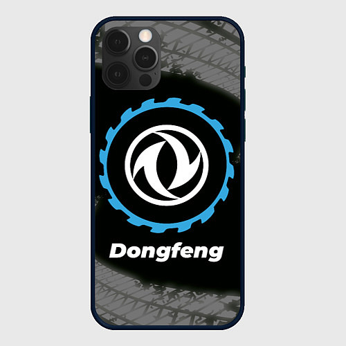Чехол iPhone 12 Pro Dongfeng в стиле Top Gear со следами шин на фоне / 3D-Черный – фото 1