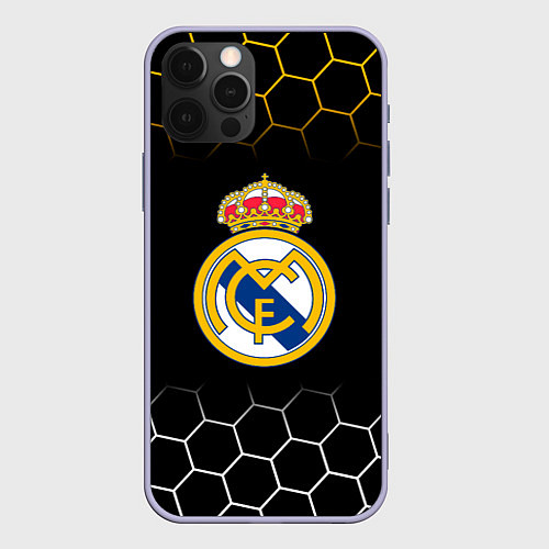 Чехол iPhone 12 Pro Real madrid соты / 3D-Светло-сиреневый – фото 1