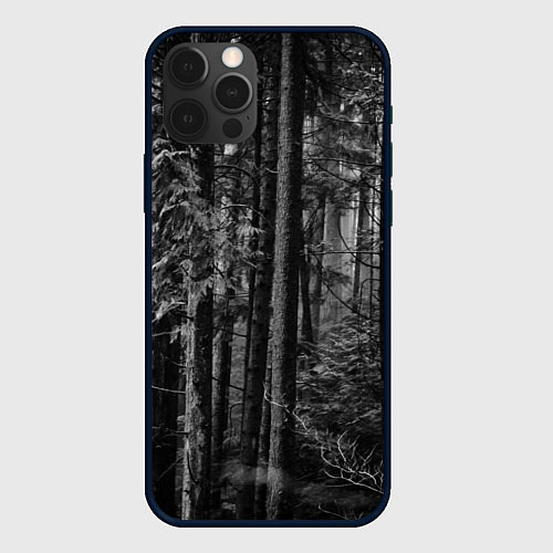 Чехол iPhone 12 Pro Темный жуткий лес / 3D-Черный – фото 1