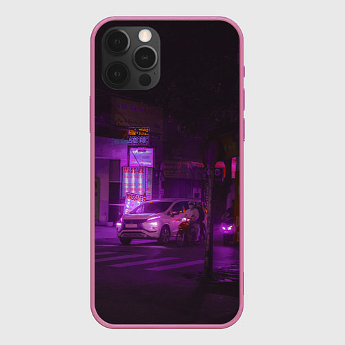 Чехол iPhone 12 Pro Неоновый ночной переход - Фиолетовый / 3D-Малиновый – фото 1