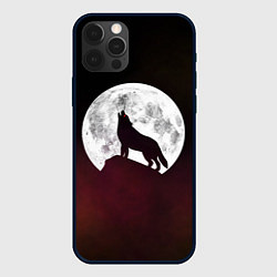 Чехол для iPhone 12 Pro Волк и луна Wolf and moon, цвет: 3D-черный
