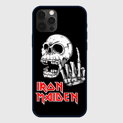 Чехол iPhone 12 Pro Iron Maiden Череп / 3D-Черный – фото 1