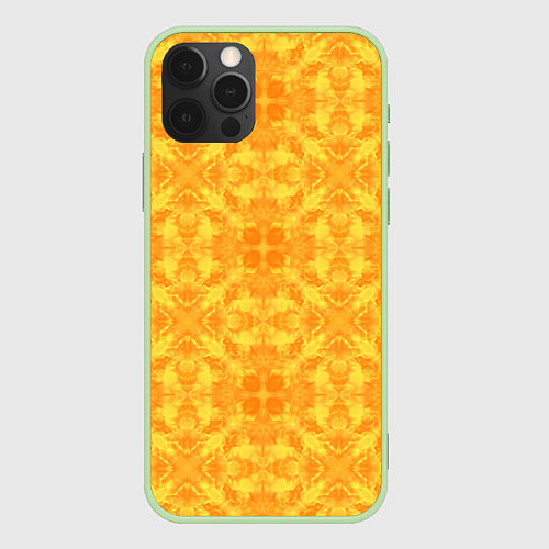 Чехол iPhone 12 Pro Желтый абстрактный летний орнамент / 3D-Салатовый – фото 1