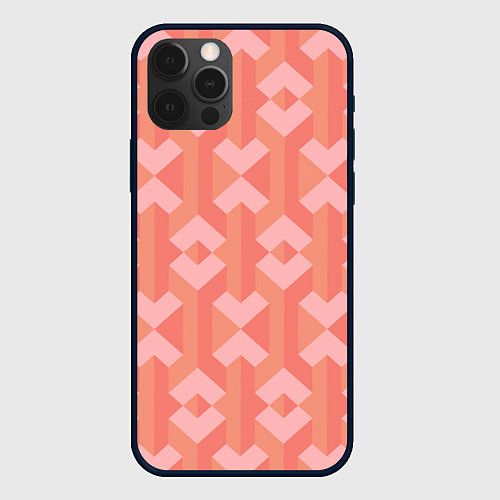 Чехол iPhone 12 Pro Геометрический узор розового цвета geometric pink / 3D-Черный – фото 1