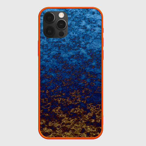 Чехол iPhone 12 Pro Marble texture blue brown color / 3D-Красный – фото 1