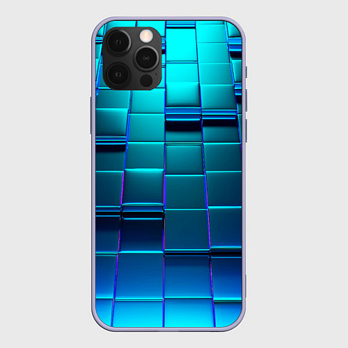 Чехол iPhone 12 Pro BLUE SQUARES / 3D-Светло-сиреневый – фото 1