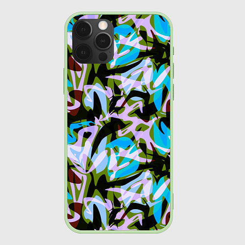 Чехол iPhone 12 Pro Абстрактный узор Пятна краски / 3D-Салатовый – фото 1