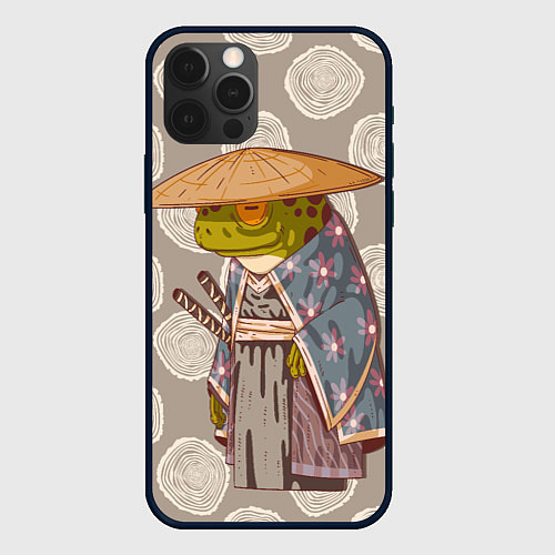 Чехол iPhone 12 Pro Самурай-лягушка воин / 3D-Черный – фото 1