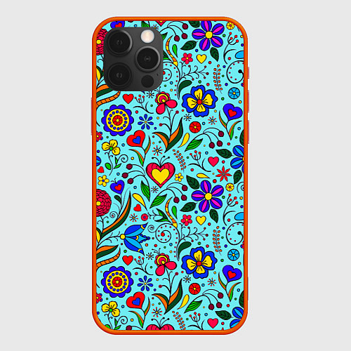 Чехол iPhone 12 Pro FLOWER PALETTE / 3D-Красный – фото 1