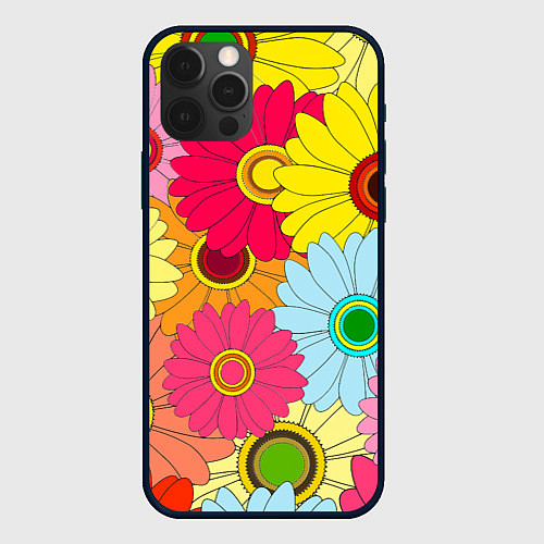 Чехол iPhone 12 Pro CHAMOMILE CHRYSANTHEMUMS / 3D-Черный – фото 1