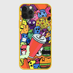 Чехол для iPhone 12 Pro Fast food pattern Pop art Fashion trend, цвет: 3D-желтый