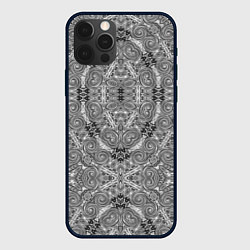 Чехол iPhone 12 Pro Black and white oriental ornament