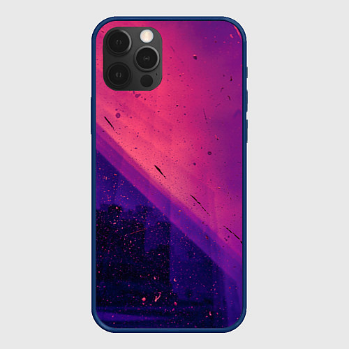 Чехол iPhone 12 Pro Неоновая пыль и лучи - Тёмно-розовый / 3D-Тёмно-синий – фото 1