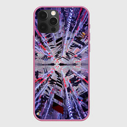 Чехол для iPhone 12 Pro Неоновый абстрактный коридор - Фиолетовый, цвет: 3D-малиновый
