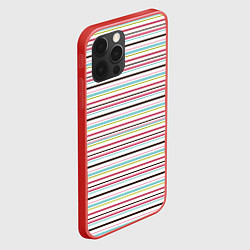Чехол для iPhone 12 Pro Полоски светлые на белом фоне, цвет: 3D-красный — фото 2